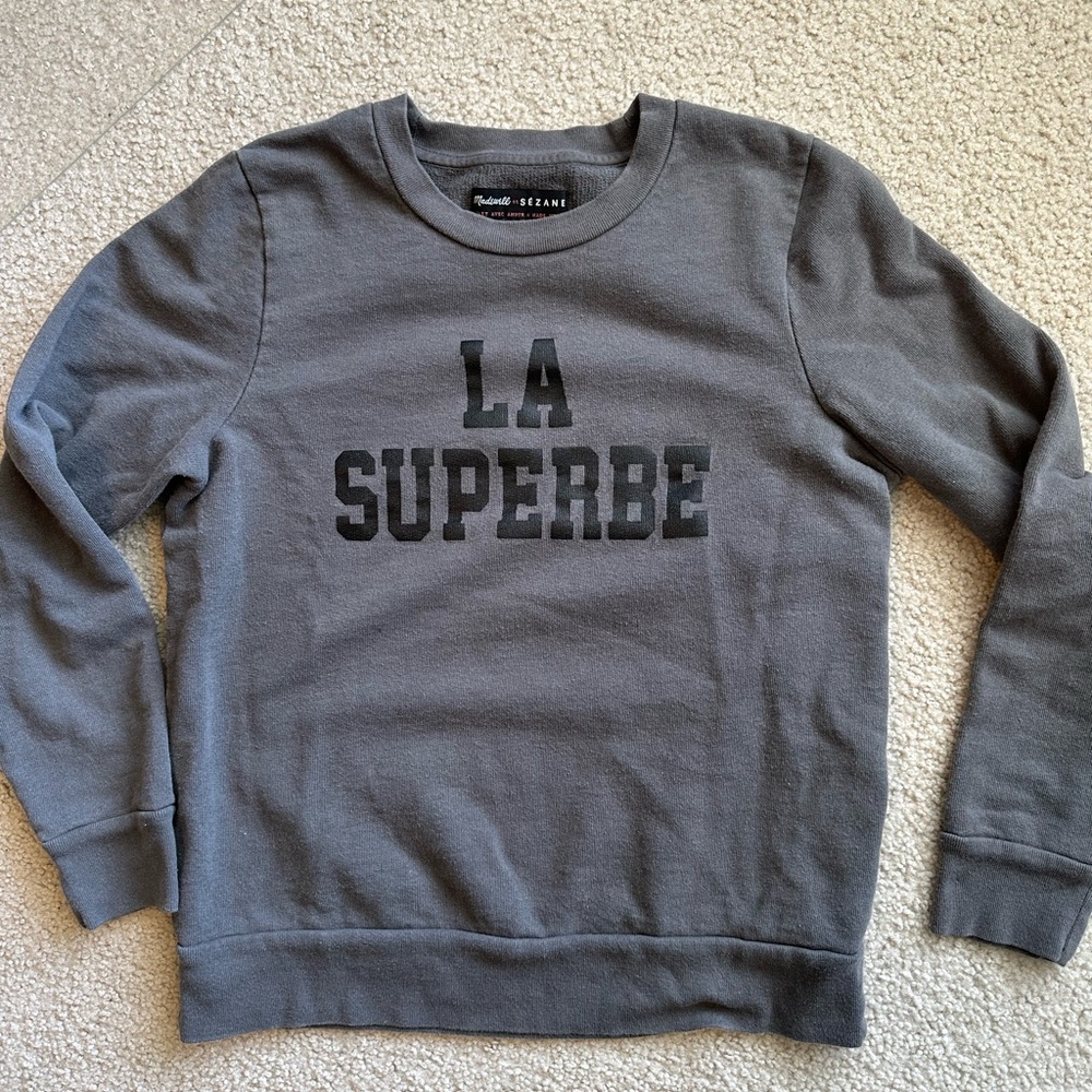 Madewell/Sezane  Gray 'LA SUPERBE' Crewneck Sweater small